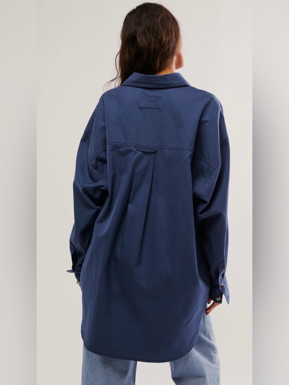 NEW Free People S We the Free Freddie Shirt in Dark Denim Navy Blue Cotton NWOT - Picture 2 of 9